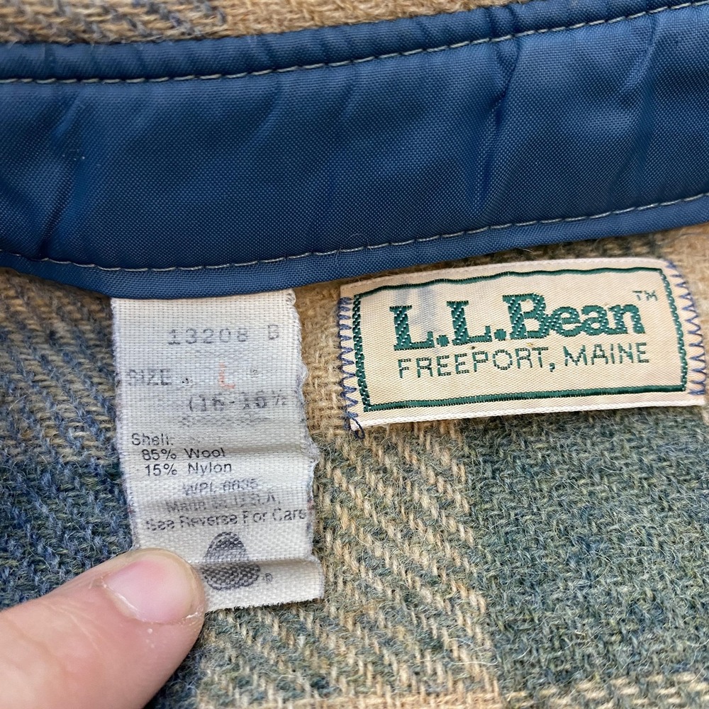 Vintage L.L. Bean Shirt Men Large Multicolor Plaid Wool Flannel USA Made 80s 90s - Picture 5 of 11